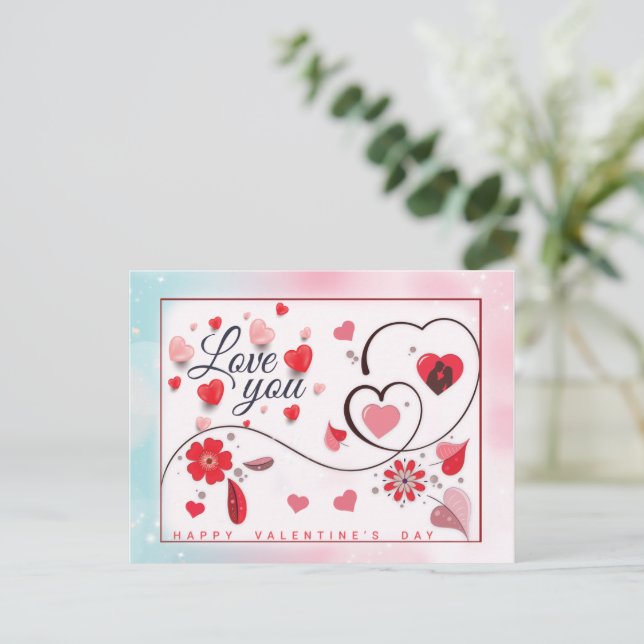 Elegant Love You For Valentine's Day  Postcard (Standing Front)