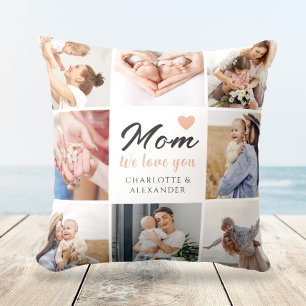 Elegant Love you Mom Photo Collage Gift Cushion