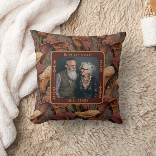 Elegant Lovebird Wedding Anniversary  Throw Pillow (Blanket)