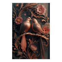 Elegant Lovebirds in Bronze 4K Detailed 3D Digital
