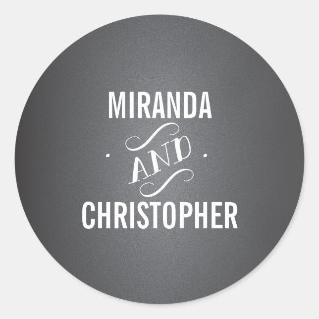 Elegant LoveChalkboard Personalised Favour Sticker (Front)