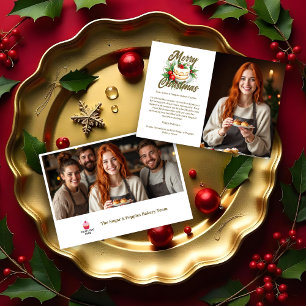 Elegant & Lovely Christmas Cake 2 Photos Business  Holiday Card