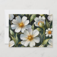 Elegant Lovely White Flowers Watercolor Chic