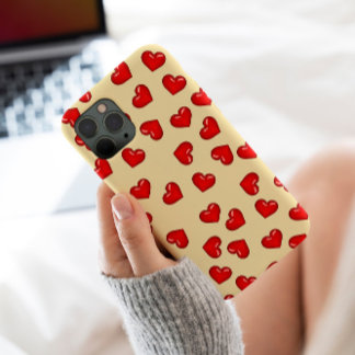 elegant lovers Red heart pattern on classy beige iPhone 13 Pro Max Case