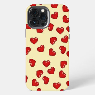 elegant lovers Red heart pattern on classy beige iPhone 13 Pro Max Case