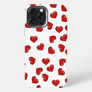 Elegant lovers Red heart pattern on classy white iPhone 13 Pro Max Case