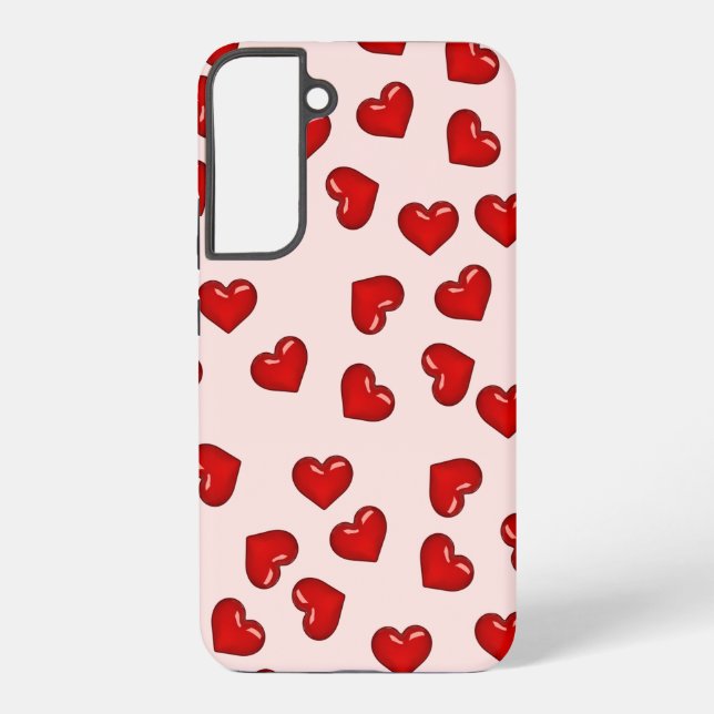Elegant lovers Red heart pattern on Soft pink Samsung Galaxy S22+ Case (Back)