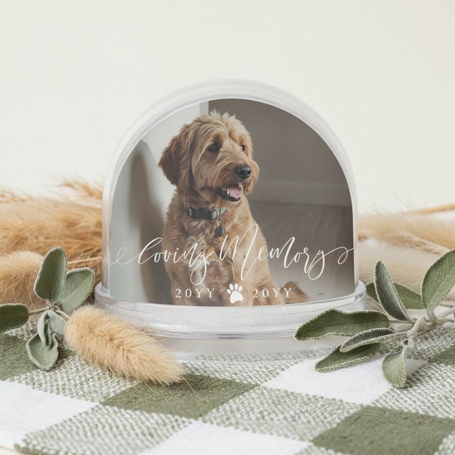 Elegant Loving Memory Dog Pet Name Photo Memorial Snowglobe (Elegant Loving Memory Dog Pet Name Photo Memorial Snow Globe)