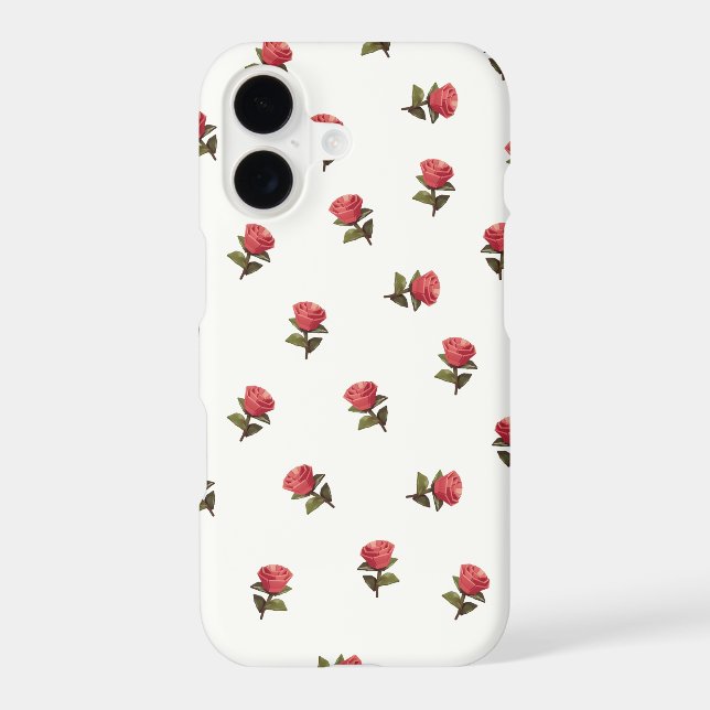 Elegant Low-Poly Red Rose Floral Pattern Phone Cas (Back)