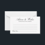 Elegant Lucia Script Wedding Advice & Wishes Card<br><div class="desc">Simple Elegant Black Lucia Script Wedding Advice & Wishes Card - Feel free to edit,  customise and personalise this simple yet beautiful wedding advice and wishes card. Edit options are available.</div>