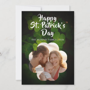 Elegant Lucky Shamrock Photo St. Patrick's Day Holiday Card