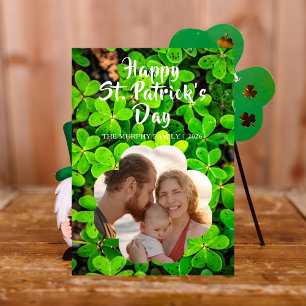 Elegant Lucky Shamrock Photo St. Patrick's Day Holiday Card
