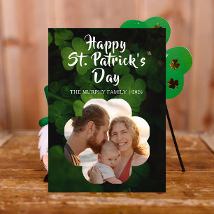 Elegant Lucky Shamrock Photo St. Patrick's Day Holiday Card