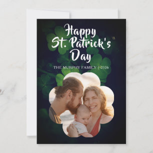 Elegant Lucky Shamrock Photo St. Patrick's Day Holiday Card