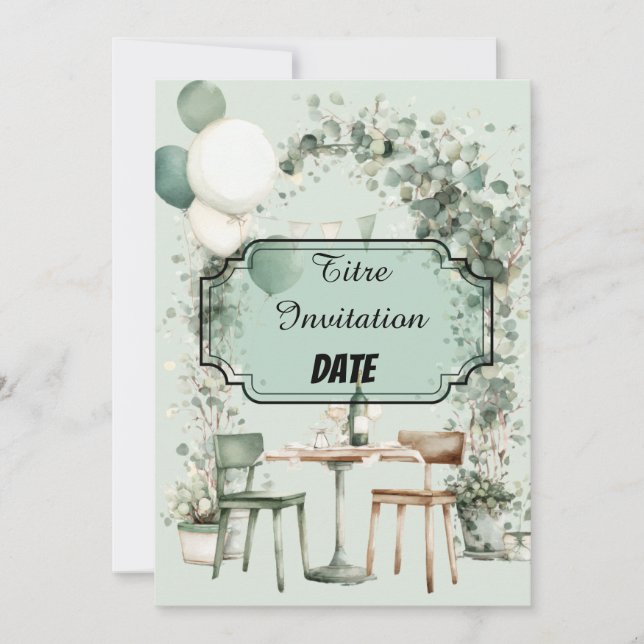 Elegant lush design with editable title and date invitation (Front)