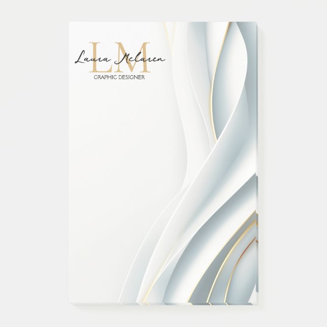 Elegant Luxe Aesthetics Monogram White Veil  Post-it Notes (Front)