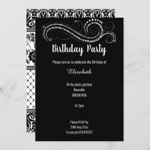 ELEGANT LUXE BLACK LACE DIAMOND INVITATION