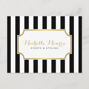 Elegant Luxe Bold Black and White Stripes Postcard