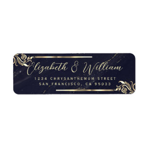 Elegant luxe Gold Frame & Marble Return Address La