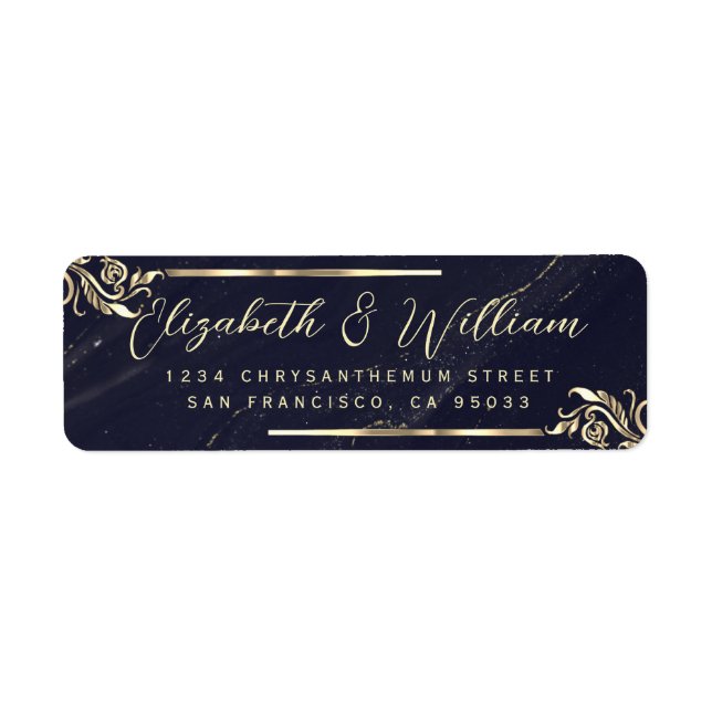 Elegant luxe Gold Frame & Marble Return Address La (Front)