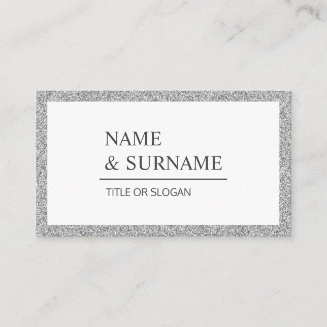Elegant Luxe Silver Glitter Social Business card (Front)