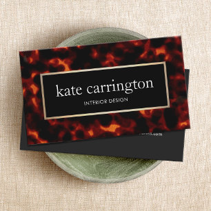 Elegant Luxe Tortoiseshell Interior Designer Business Card