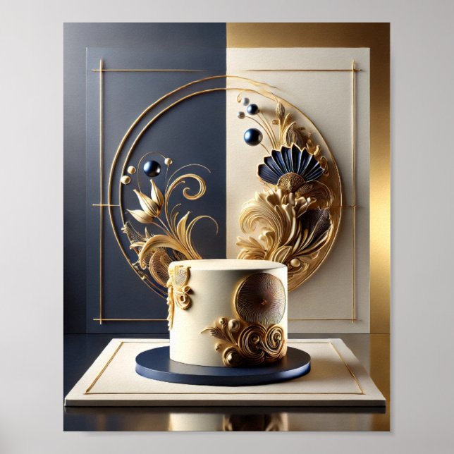 Elegant & Luxurious Cake Design Poster (Front)