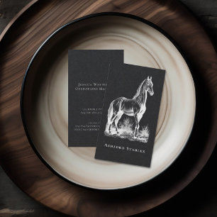 Elegant Luxurious Equestrian Vintage Horse Black Business Card