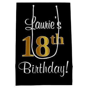 Elegant, Luxurious, Faux Gold Look 18th Birthday Medium Gift Bag