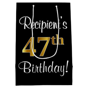Elegant, Luxurious, Faux Gold Look 47th Birthday Medium Gift Bag