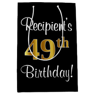 Elegant, Luxurious, Faux Gold Look 49th Birthday Medium Gift Bag