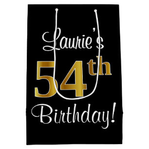 Elegant, Luxurious, Faux Gold Look 54th Birthday Medium Gift Bag