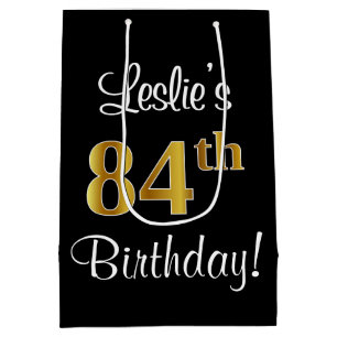Elegant, Luxurious, Faux Gold Look 84th Birthday Medium Gift Bag