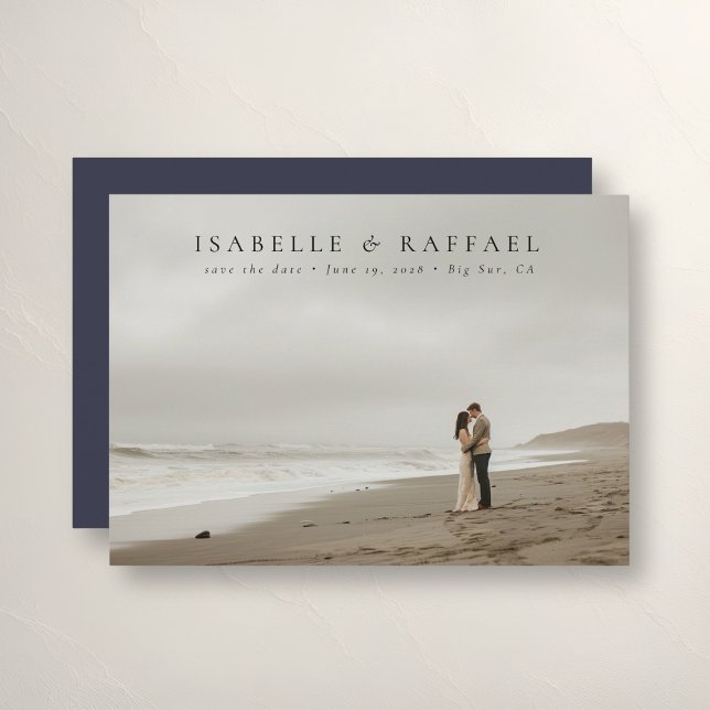 Elegant Luxurious Formal Photo Dark Blue Wedding Save The Date (Creator Uploaded)