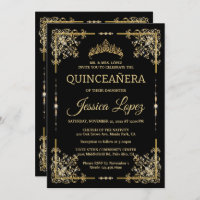 Elegant Luxurious Gold and Black Quinceanera