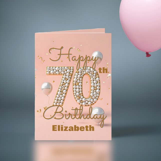 Elegant Luxurious Gold and Soft Pink 70th Birthday Card (Creator Uploaded)