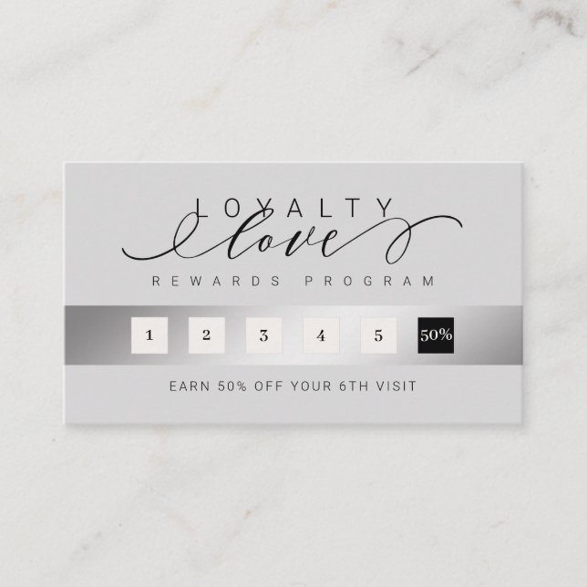 Elegant Luxurious Grey Black Loyalty Love Rewards (Front)