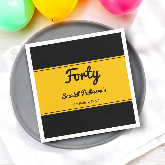 Elegant Luxury Black And Gold Chic 40th Birthday Napkin (Creator Uploaded)
