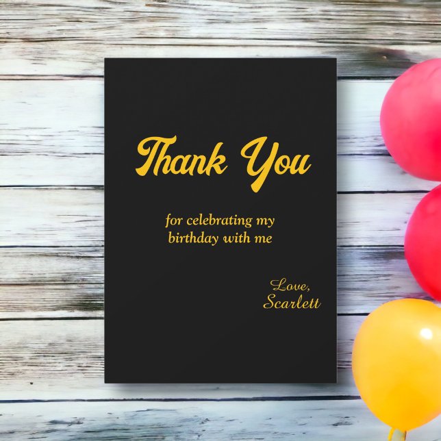 Elegant Luxury Black And Gold Modern Birthday Thank You Card (Creator Uploaded)