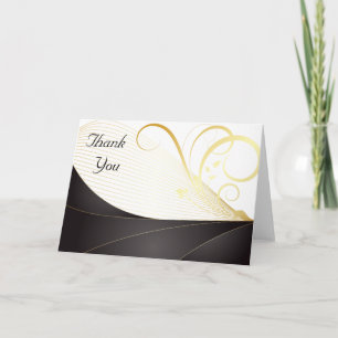 Elegant Luxury Black and Gold Monogram Thank You Card