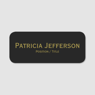 Elegant Luxury Black And Golden Font: Professional Name Tag