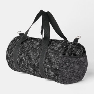 Elegant Luxury Black Faux Foil and Glitter Pattern Duffle Bag