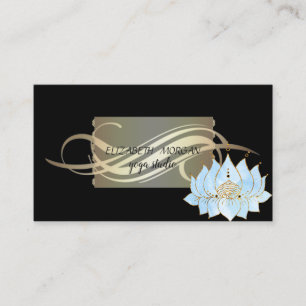 Elegant Luxury Black Lotus Blue Yoga Business Card