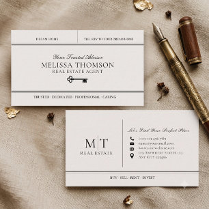 Elegant Luxury Black Real Estate Agent Monogram Business Card