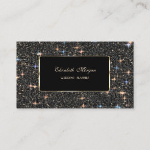 Elegant Luxury Black Sparkle Glitter Bokeh Business Card