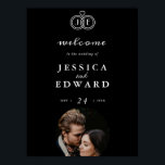 Elegant Luxury Black White Monogram Photo Wedding Poster<br><div class="desc">Romantic Chic Simple Black and White Luxury Calligraphy Heart Tied Rings Monogram Photo Wedding Poster.</div>