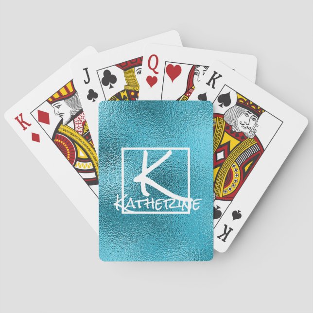 Elegant Luxury Blue Glitter Sparkle Glam Bling Playing Cards (Back)