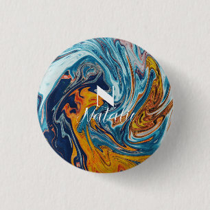 Elegant Luxury Blue Gold Monogram 3 Cm Round Badge