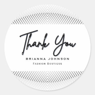 Elegant Luxury Boutique White Black Classic Round Sticker