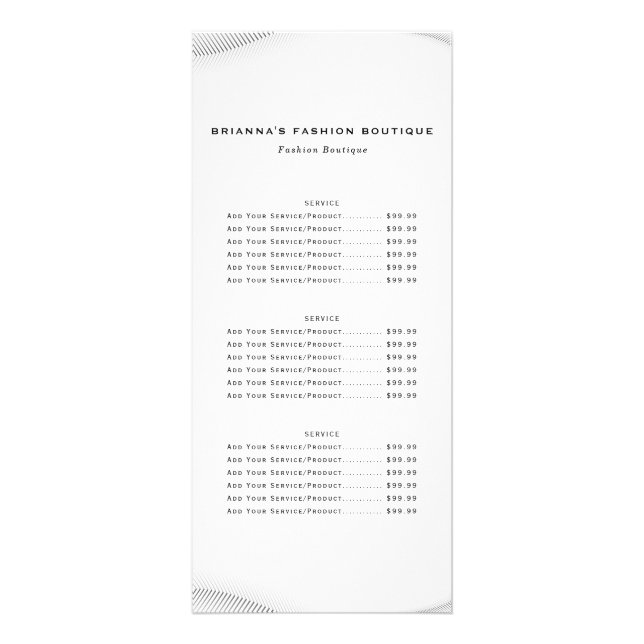 Elegant Luxury Boutique White Gold Business Rack Card (Front)